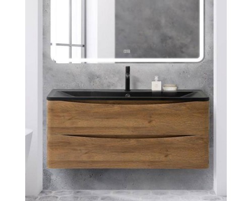 Тумба с раковиной BelBagno Acqua 120 подвесная, rovere rustico, черная матовая раковина