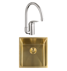 Комплект Мойка Reginox Miami 3,5" PVD 40x40 gold + Смеситель Grohe Euroeco