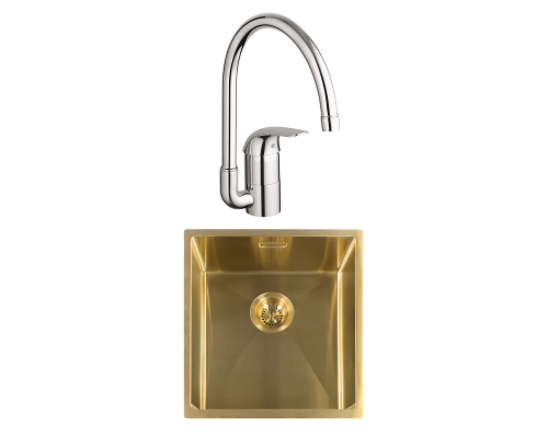 Комплект Мойка Reginox Miami 3,5" PVD 40x40 gold + Смеситель Grohe Euroeco