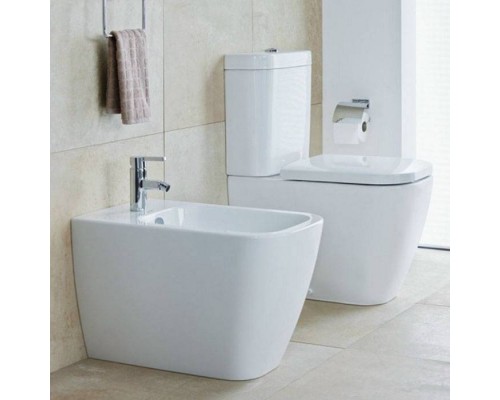 Duravit Happy D2 Унитаз напольный, 36,5х63 см,, с бачком 6 л , механизмом цвет хром,  с креплением, двойного смыва подключение снизу слева, цвет: белый. 2134090000,  0934000005