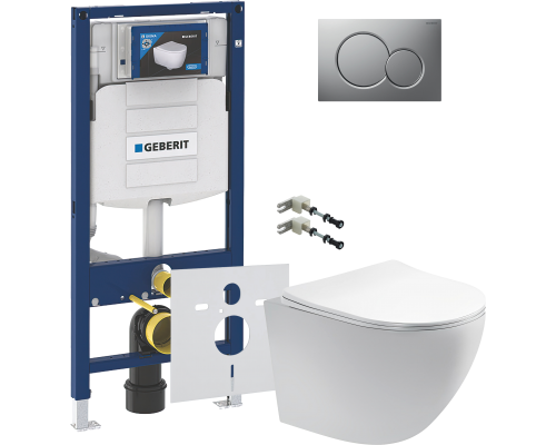 Комплект Унитаз подвесной AQUATEK Европа AQ1900-00 безободковый + Крепления Geberit Duofix 111.815.00.1 к стене + Шумоизоляция 156.050.00.1 + Инсталляция UP 320 111.300.00.5 + Кнопка Sigma 01 115.770.JQ.5 лакированная, матовый хром