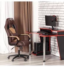 Игровое кресло TetChair Driver экокожа коричневая 36-36, ткань бронза TW-21