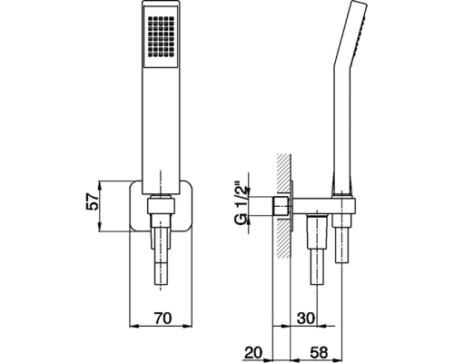 CISAL Shower Душевой гарнитур:ручная лейка,шланг 150 см,вывод с держателем, цвет: хром. DS01880021
