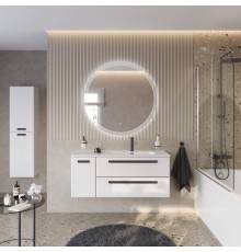 Мебель для ванной комнаты Cezares Eco Cer-N 120 R, bianco lucido, раковина Duet 120 R, ручки матовые черные