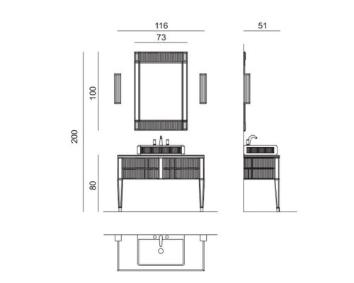 Oasis Rialto Комплект мебели напольный, №4, L116xP51x H:200см, цвет: metallic Gianduia/хром. Oasis Rialto Комплект мебели напольный, №4, L116xP51x H:200см, цвет: metallic Gianduia/хром.