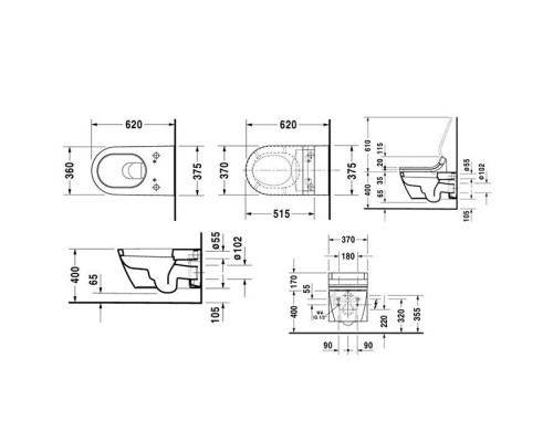 Duravit Starck 2 Унитаз 62х37.5х33.5см., подвесной, цвет: белый. 2533590000