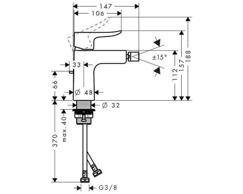 Hansgrohe Metris Смеситель для биде, 1 отв., цвет: хром. 31280000 Hansgrohe Metris Смеситель для биде, 1 отв., цвет: хром. 31280000