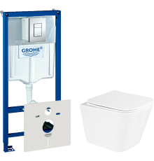 Комплект Унитаз подвесной BelBagno Due BB3103CHR/SC + Инсталляция Grohe Rapid SL 38772001 3 в 1 с кнопкой смыва + Шумоизоляция 37131000