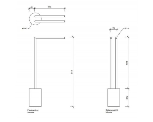 Decor Walther Stone HT2 Полотенцедержатель  41xh81см, напольный, цвет: белый / матовая сталь. 0971755