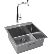 Комплект Мойка Grandex Aqua Elegance + Смеситель MEGA Life MG-TK09 хром