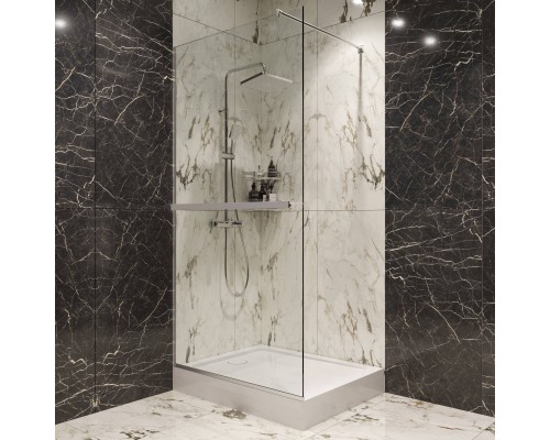 Душевая перегородка DIWO Элиста 100 см, профиль хром матовый, с полотенцедержателем