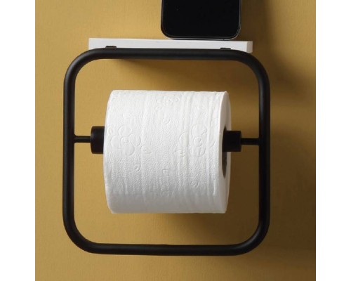 Bertocci Mettitutto Бумагодержатель с белой полкой, цвет: черный матовый. 113 8703 0800