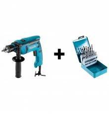 Дрель Makita HP1640X4 + набор сверл Makita D-46202