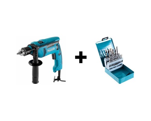 Дрель Makita HP1640X4 + набор сверл Makita D-46202 Дрель Makita HP1640X4 + набор сверл Makita D-46202