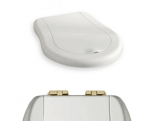 Kerasan Retro Сиденье NEW для унитаза, микролифт, цвет: белый/золото. 108501 bi/oro