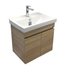 Тумба с раковиной Comforty Тромсе 60 подвесная, белый дуб, с раковиной Fest 60 F01