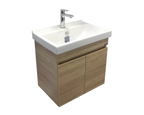 Тумба с раковиной Comforty Тромсе 60 подвесная, белый дуб, с раковиной Fest 60 F01