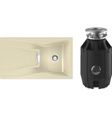 Комплект Мойка Schock Waterfall 45D (D-100) Cristadur аворио, интегрированная + Измельчитель Bone Crusher BC 910-AS
