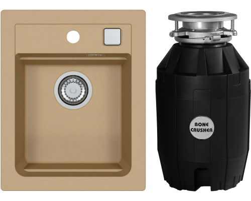 Комплект Мойка кухонная Alveus Atrox Granital 10 beige + Измельчитель Bone Crusher BC 810-AS