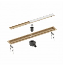Душевой лоток TIMO Drain System 900 с двусторонней панельюplateпод плитку, Золото матовое DS230209/17
