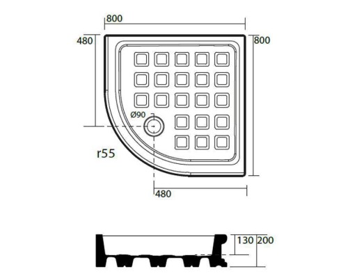 Kerasan Retro Душевой поддон четверть круга 80х80см, цвет: белый. 134201
