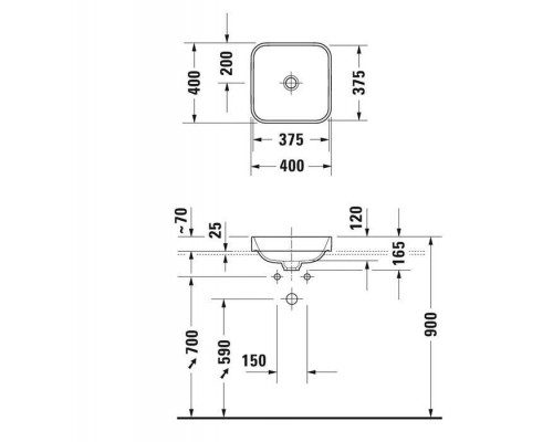 Duravit Happy D.2 Plus Раковина 40х40см, без отв., накладная, квадратная, цвет: белый. 2359400000 Duravit Happy D.2 Plus Раковина 40х40см, без отв., накладная, квадратная, цвет: белый. 2359400000