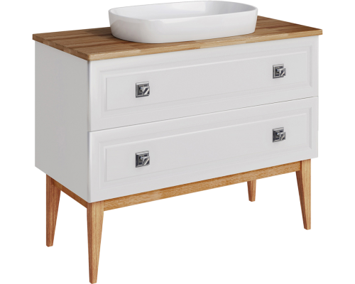 Тумба под раковину со столешницей ASB-Woodline Каталина 100 слоновая кость