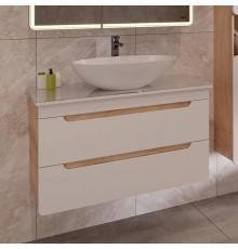 Тумба с раковиной Lemark Olivia 100 дуб кантри, белая глянцевая, раковина Триумф
