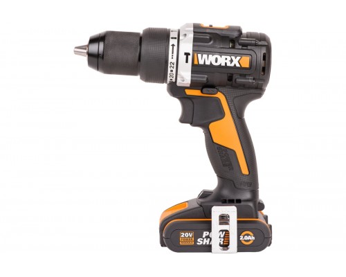 Дрель-шуруповерт ударная аккумуляторная WORX WX352, 60Нм, 20В, бесщеточная, 2Ач x2, ЗУ 2А, кейс
