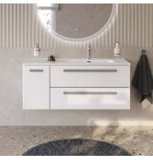 Тумба с раковиной Cezares Eco Cer-N 120 R, bianco lucido, раковина Duet 120 R, ручки серые
