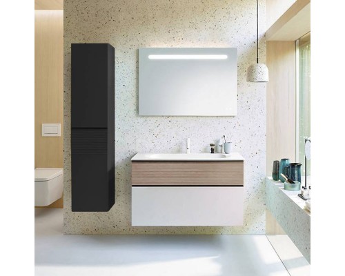 Burgbad Fiumo Комплект подвесной мебели 102х49х61см, с раковиной на 1 отв., ручки черные матовые, цвет: Eiche Dekor Cashmere / белый матовый. SFXN102F3956FOT45G0200C0001*1 Burgbad Fiumo Комплект подвесной мебели 102х49х61см, с раковиной на 1 отв., ручки черные матовые, цвет: Eiche Dekor Cashmere / белый матовый. SFXN102F3956FOT45G0200C0001*1