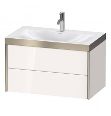 Duravit XViu Тумба подвесная 80x48x50.3см, с раковиной без перелива, с 1 отв под смес, 2 ящика, цвет: белый глянцевый/champagne matt. XV4615OB122P