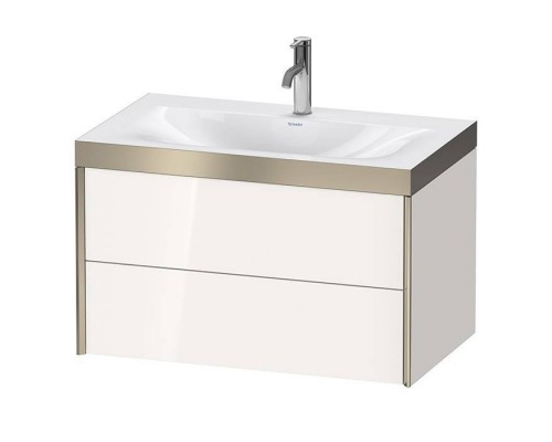 Duravit XViu Тумба подвесная 80x48x50.3см, с раковиной без перелива, с 1 отв под смес, 2 ящика, цвет: белый глянцевый/champagne matt. XV4615OB122P