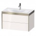 Duravit XViu Тумба подвесная 80x48x50.3см, с раковиной без перелива, с 1 отв под смес, 2 ящика, цвет: белый глянцевый/champagne matt. XV4615OB122P