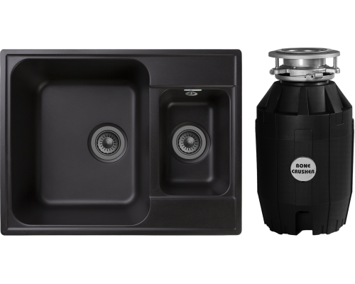Комплект Мойка GranFest Quarz Z09 черный + Измельчитель Bone Crusher BC 810-AS