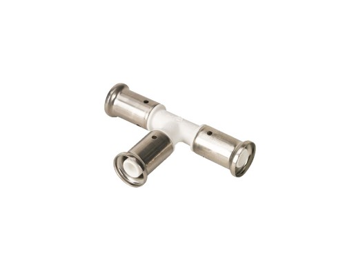 Тройник равнопроходный, ПВДФ пресс (белый), 20x20x20, HENCO 9PKW-202020