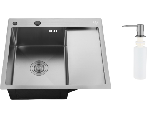 Мойка кухонная РМС MRK-5851BL-L c дозатором, графит Мойка кухонная РМС MRK-5851BL-L c дозатором, графит