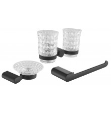 Стакан Rose RG17H RG1722H двойной, черный + Мыльница Rose RG17H RG1703H черный + Полотенцедержатель Rose RG1706H черный