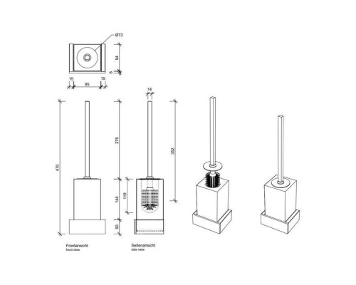 Decor Walther Brick WBG Туалетный ершик, подвесной, фарфор белый, цвет: хром. 0591500