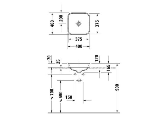 Duravit Happy D.2 Plus Раковина накладная, 40х40см, без перелива, с выпуском, с керамической крышкой, WonderGliss, цвет: белый. 23594000001