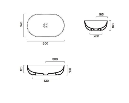 Catalano Sfera Раковина 60x37см накладная, без отв., цвет: белый матовый. 0522610021