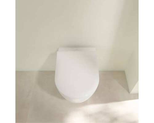 VilleroyBoch Avento Унитаз 37х53х31см.,подвесной, безободковый, в комплекте сиденье SlimSeat с микролифтом, цвет: альпийский белый. 5656RS01