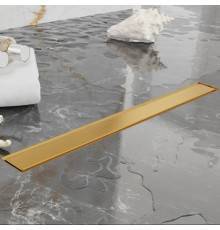 Plumberia Selection Трап душевой PS LINEAR 6x90 2устор. накладка из нерж.стали, комбинир.затвор с горизонт. Выпуском Ду 50мм,40л/мин, цвет: золото брашированная. PSL90OB