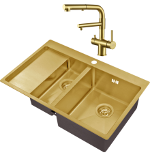 Комплект Мойка кухонная Zorg Inox PVD SZR 5178-2-R bronze + Смеситель Sanitary SZR-3216 Bronze бронза