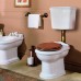 Azzurra Jubilaeum Унитаз напольный 59x40xH42 см, слив в стену, с низким бачком, с механизмом и трубой Kerasan, цвет фурнитуры: золото, цвет: Bianco lucido. 751391, JUVCTPB00000BI/(JUB100/P bi), JUCSZA000000BI/(JUB400/Z bi (ст. арт. CRO400/Z)), 757191