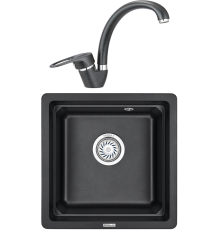 Комплект Мойка кухонная Granula Kitchen Space 4501U, черный + Смеситель 03-ST, черный