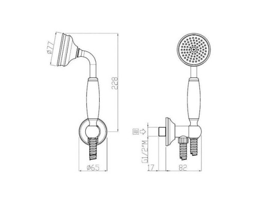 Carimali Colonial Душевой гарнитур: ручной душ с держателем и шлангом 150см., цвет: хром. 64511RES-CR
