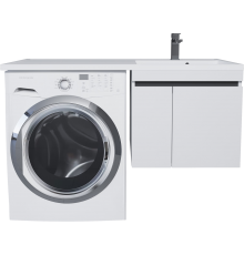 Тумба с раковиной Uperwood Magenta 50 R под стиральную машину, подвесная, белая, графит, с дверцами