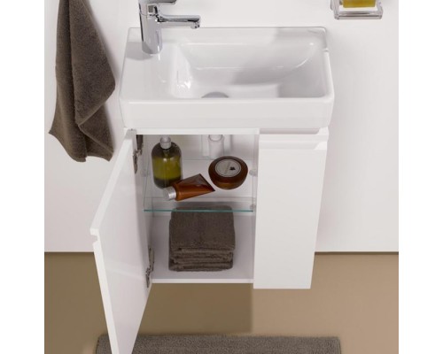 Laufen Pro База с раковиной 48x28см, петли слева, полки справа, 1 дверка, подвесная, цвет: белый. 4.8300.1.095.463.1,  8.1595.5.000.104.1