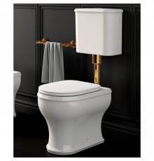 Azzurra Charme Унитаз напольный 52x40 см, 3L Water Saving, слив универсальный, сиденье микролифт, с креплением VFV, цвет: Bianco lucido/бронза. 751393,  CHCSZA000000BI/(CHA400/Z bi),  CHA1800/F bi/br,  757193,  CHVCTT000000BI